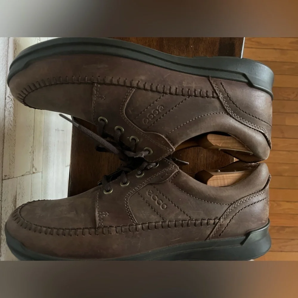 Ecco Seawalker Casual Walking Shoes Brown Leather Mens Size EU‎ 42 US 8-8.5